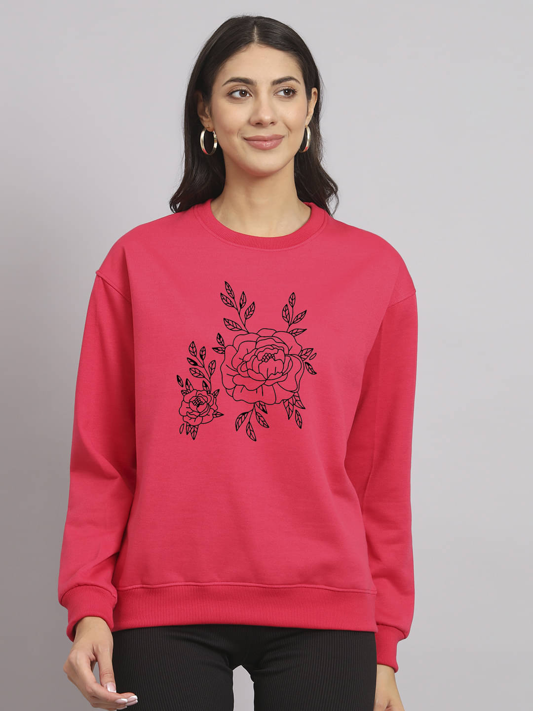     			7 ISLANDS Women's Fleece Round Neck Sweatshirt ( Pink )