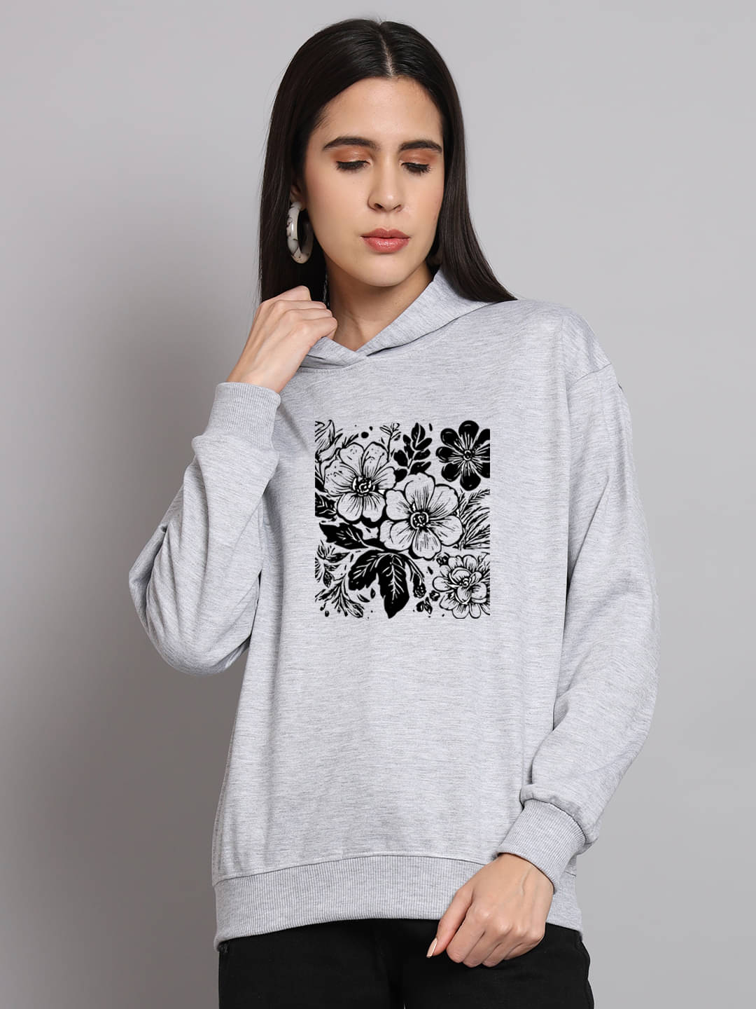 7 ISLANDS Women Fleece Hooded Sweatshirt ( Grey ) 7 ISLANDS Women Fleece Hooded Sweatshirt ( Grey )