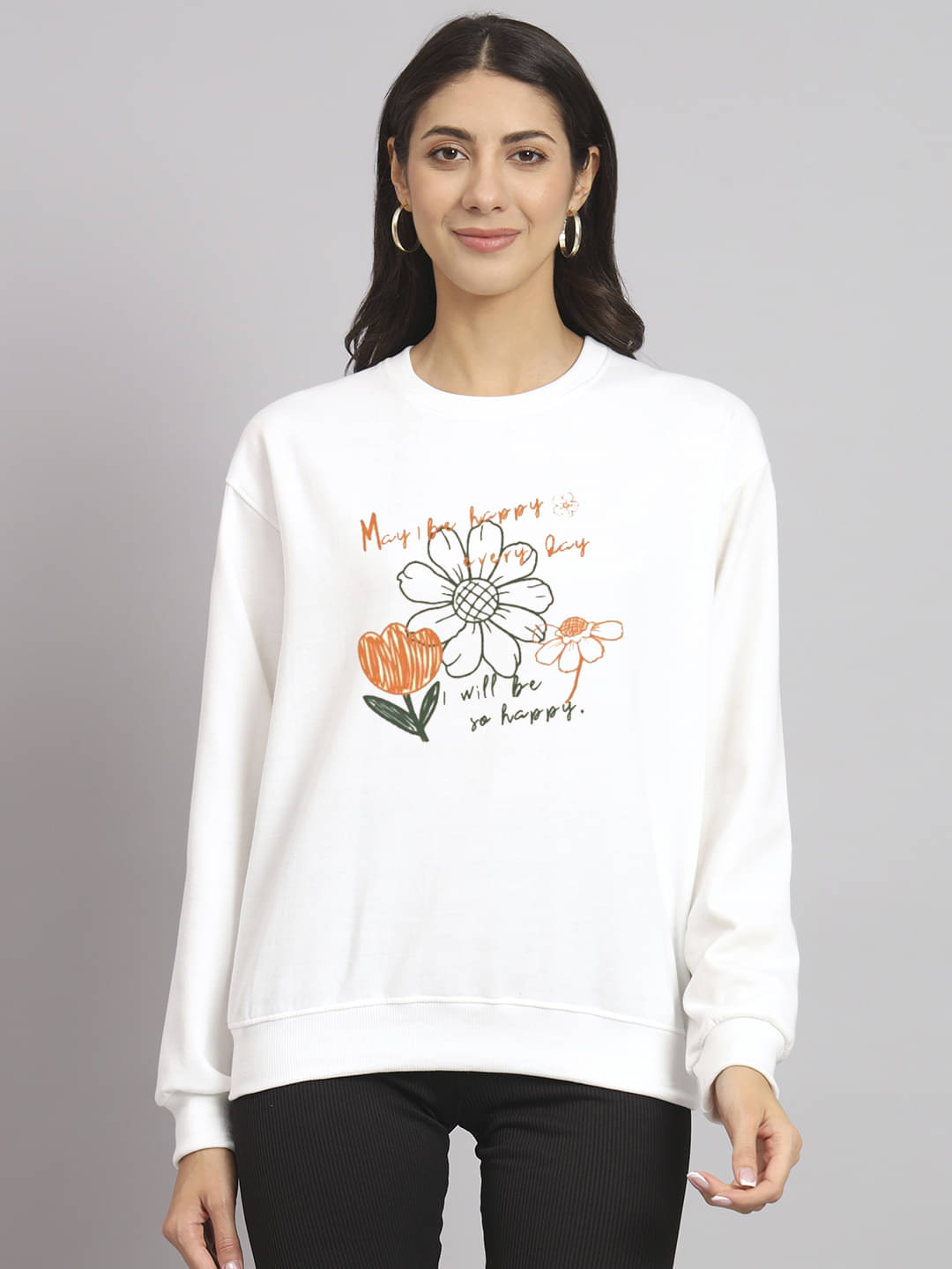     			7 ISLANDS Women Fleece Hooded Sweatshirt ( White )