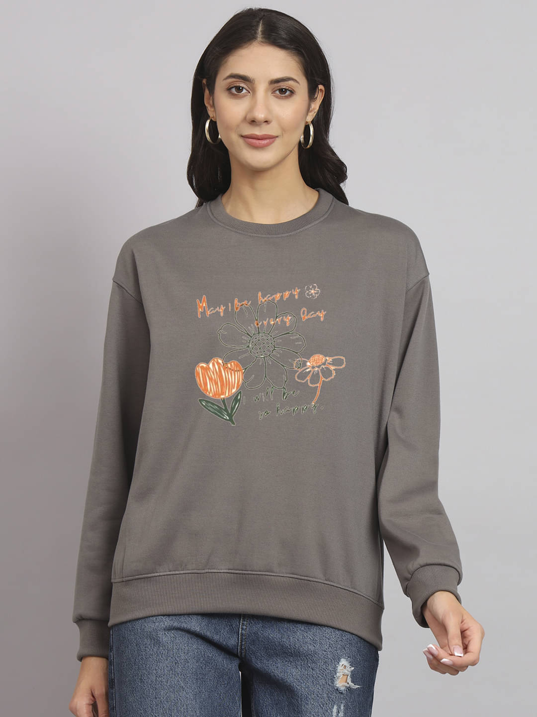 7 ISLANDS Women Fleece Hooded Sweatshirt ( Charcoal ) 7 ISLANDS Women Fleece Hooded Sweatshirt ( Charcoal )