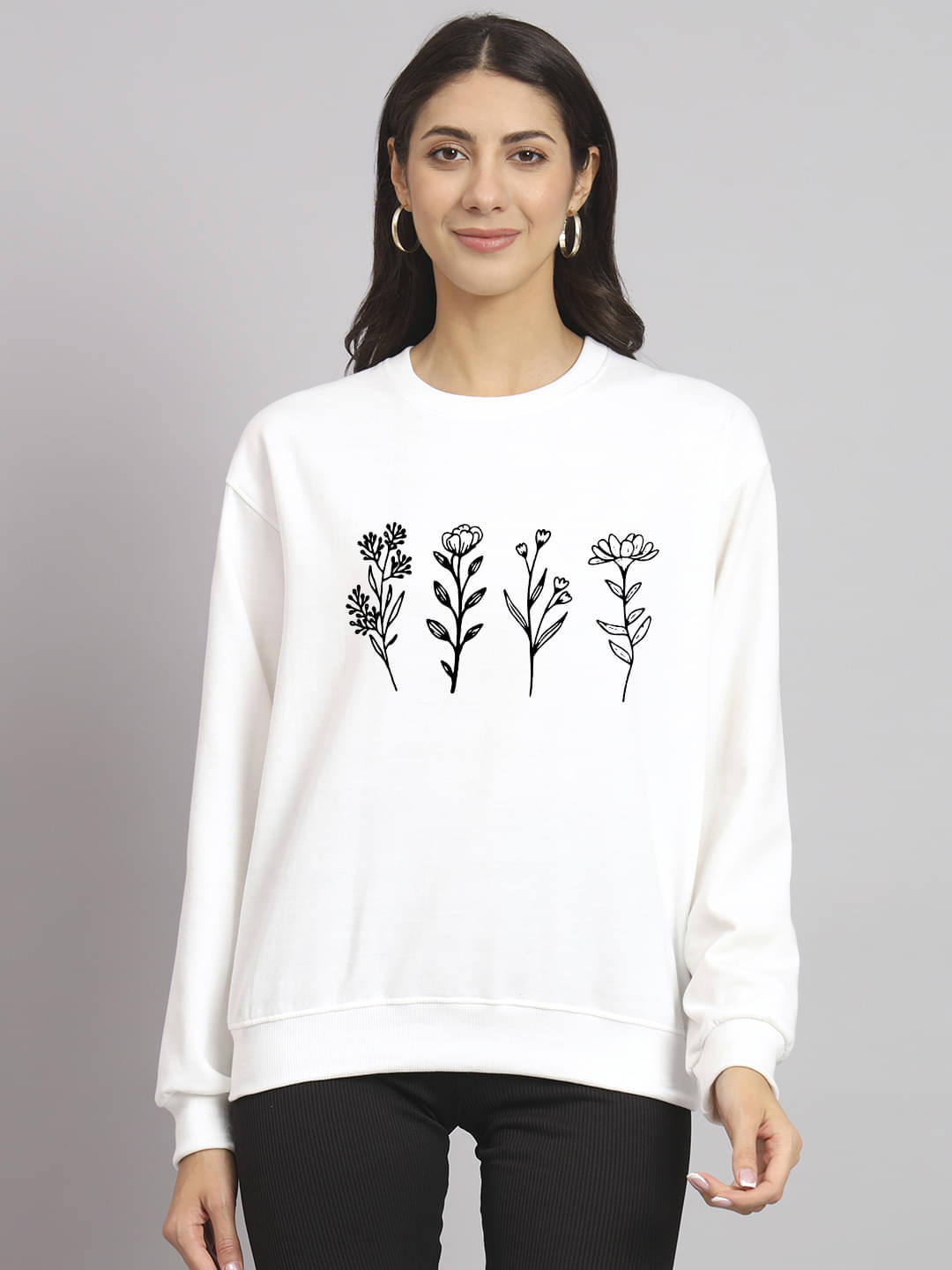7 ISLANDS Women Fleece Round Neck Sweatshirt ( White ) 7 ISLANDS Women Fleece Round Neck Sweatshirt ( White )