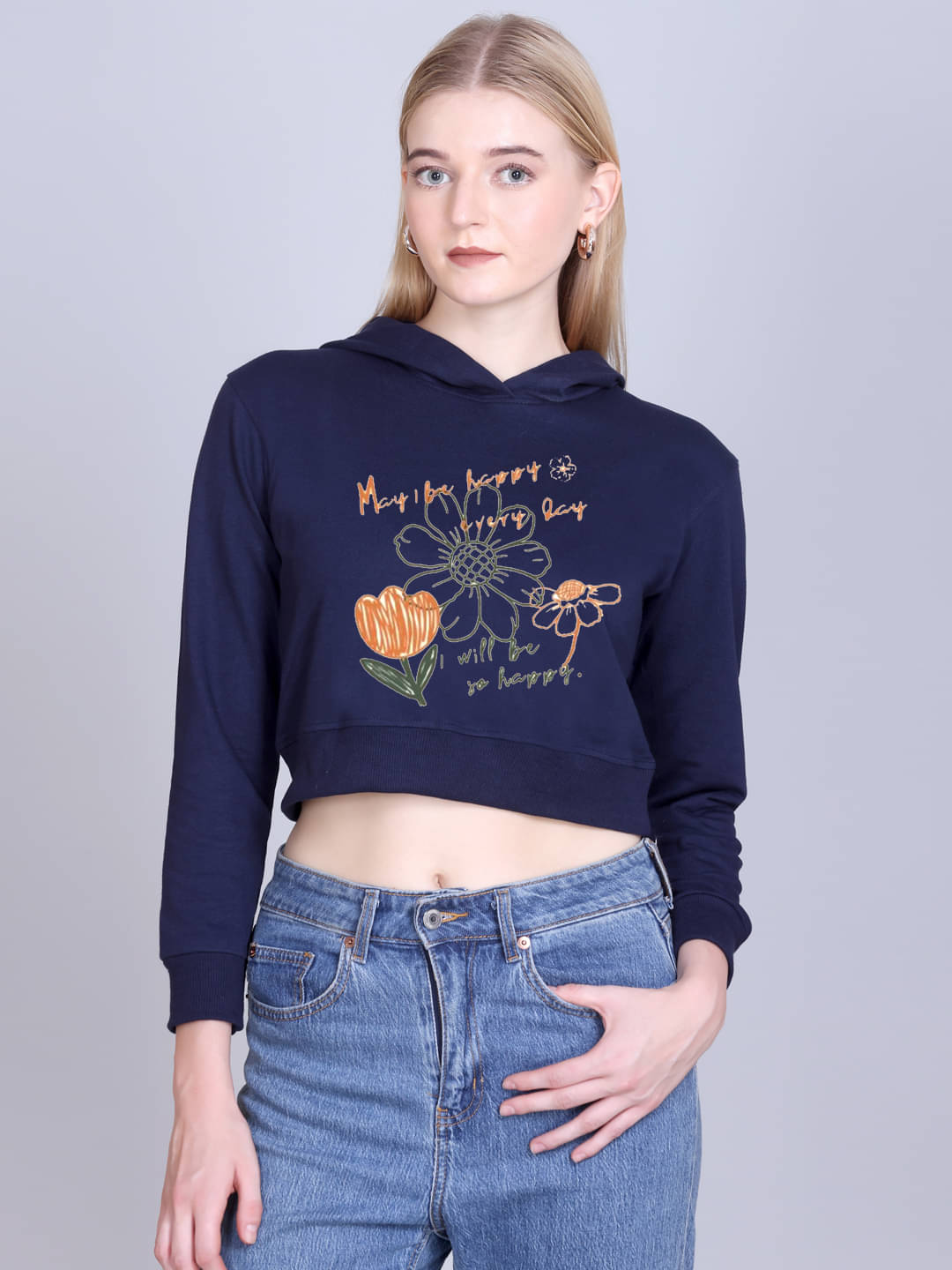     			7 ISLANDS Women's Fleece Hooded Sweatshirt ( Navy )