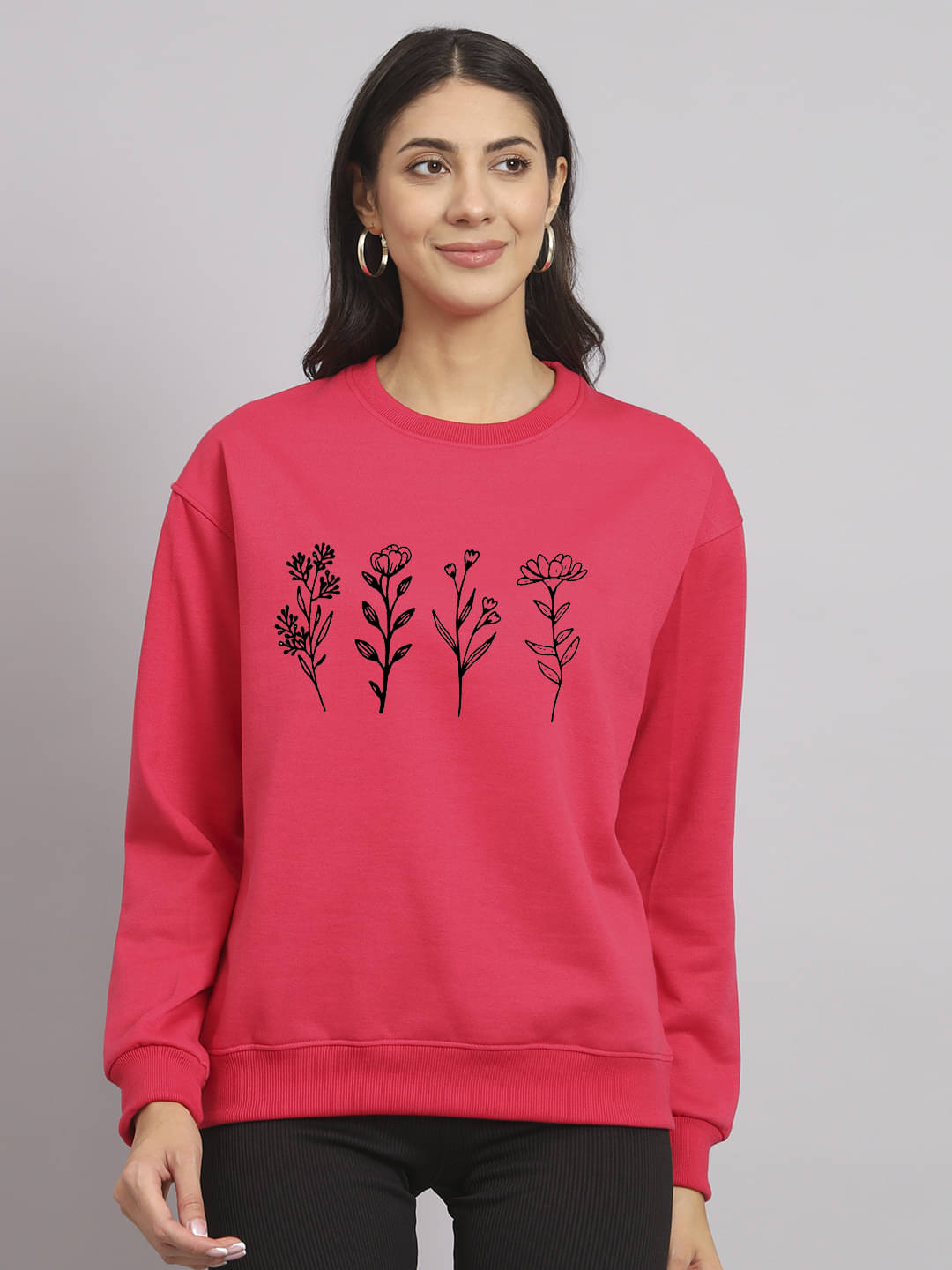     			7 ISLANDS Women's Fleece Round Neck Sweatshirt ( Pink )