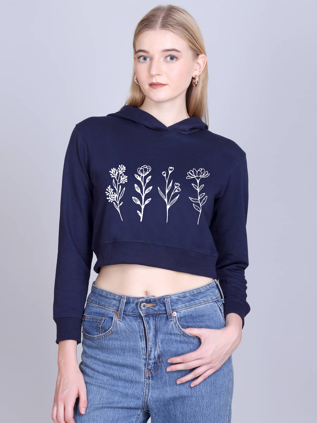     			7 ISLANDS Women Fleece Hooded Sweatshirt ( Navy Blue )