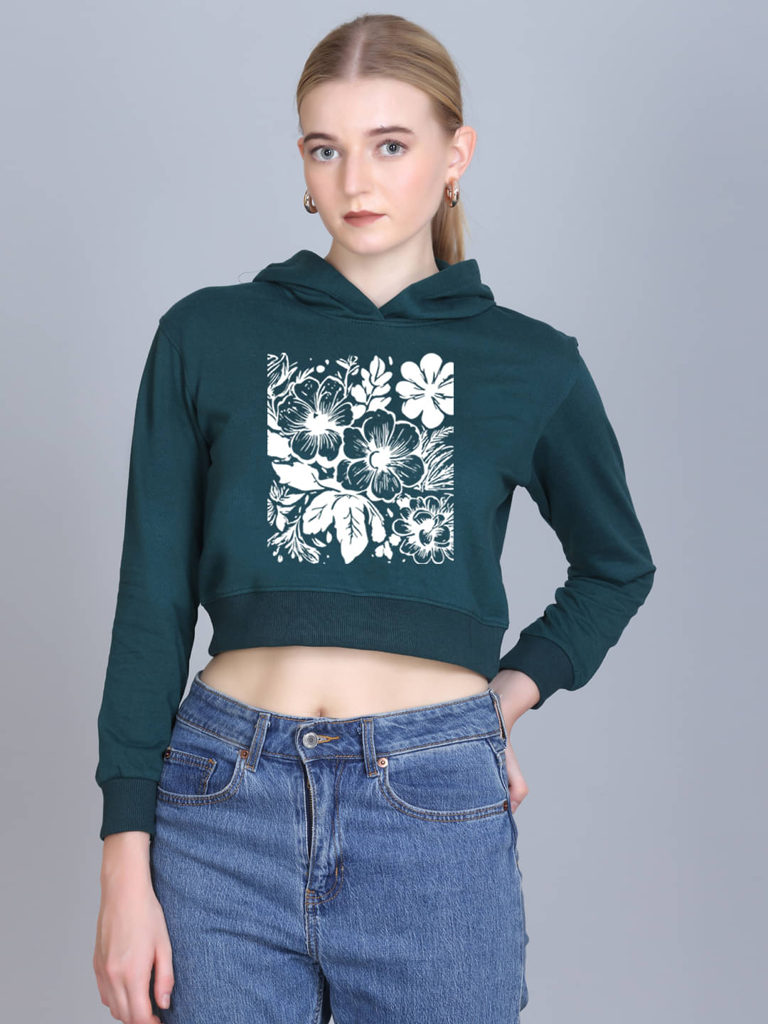 7 ISLANDS Women Fleece Hooded Sweatshirt ( Green ) 7 ISLANDS Women Fleece Hooded Sweatshirt ( Green )