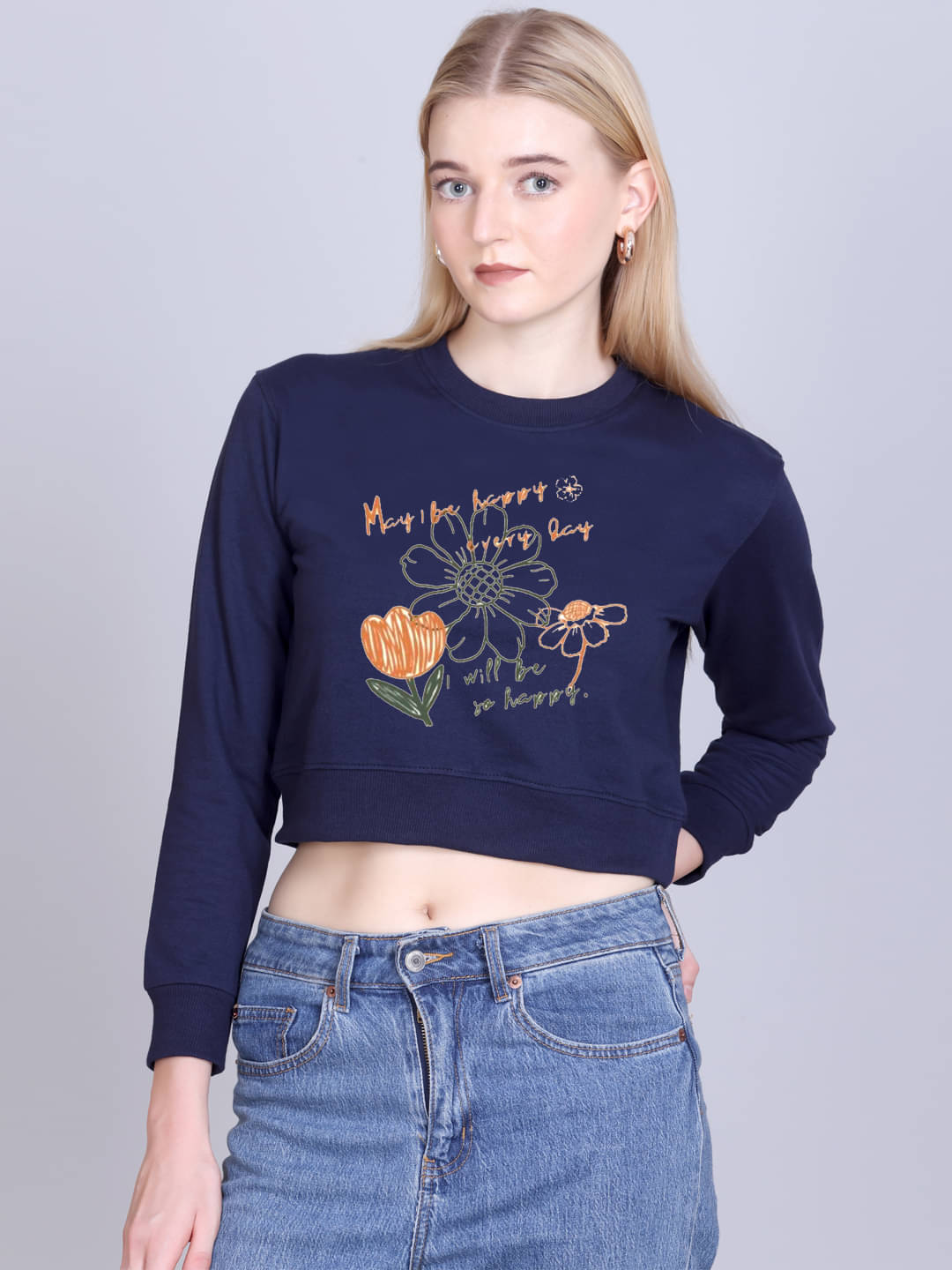 7 ISLANDS Women Fleece Round Neck Sweatshirt ( Navy Blue ) 7 ISLANDS Women Fleece Round Neck Sweatshirt ( Navy Blue )