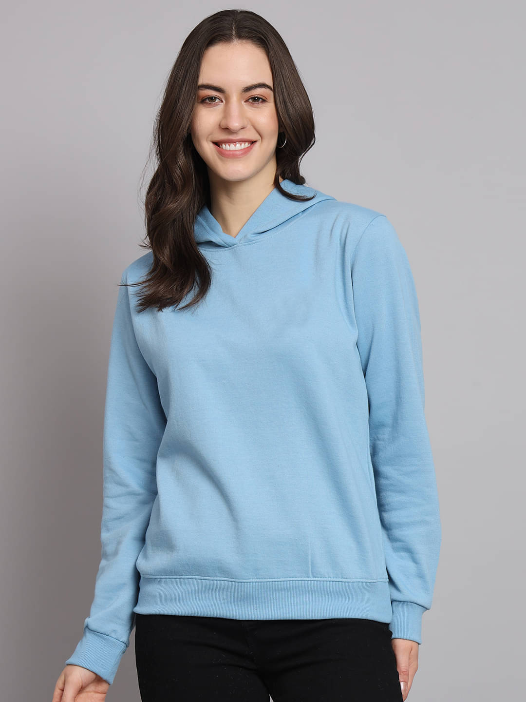 7 ISLANDS Women Fleece Hooded Sweatshirt ( Light Blue )     			7 ISLANDS Women Fleece Hooded Sweatshirt ( Light Blue )