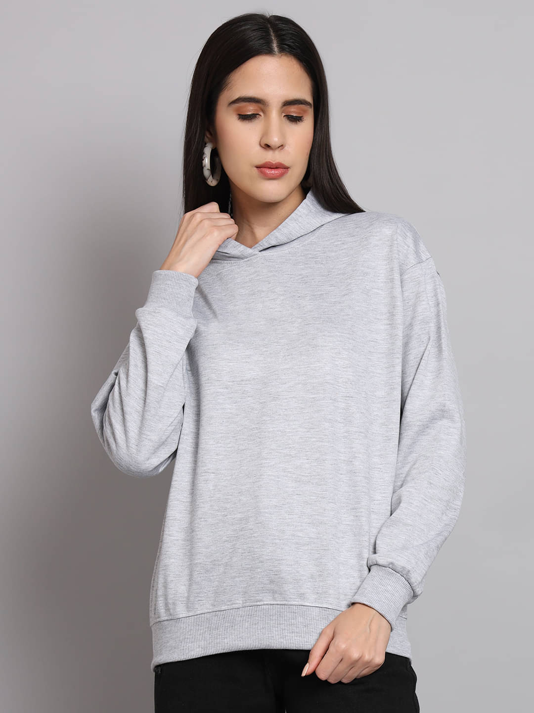 7 ISLANDS Women Fleece Hooded Sweatshirt ( Grey )     			7 ISLANDS Women Fleece Hooded Sweatshirt ( Grey )