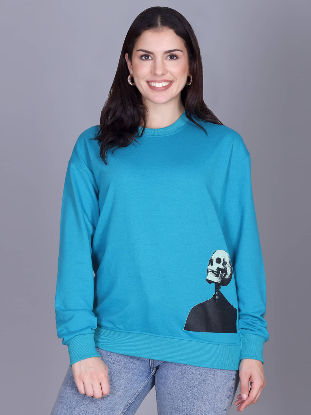 7 ISLANDS Women Fleece Round Neck Sweatshirt ( Blue ) 7 ISLANDS Women Fleece Round Neck Sweatshirt ( Blue )