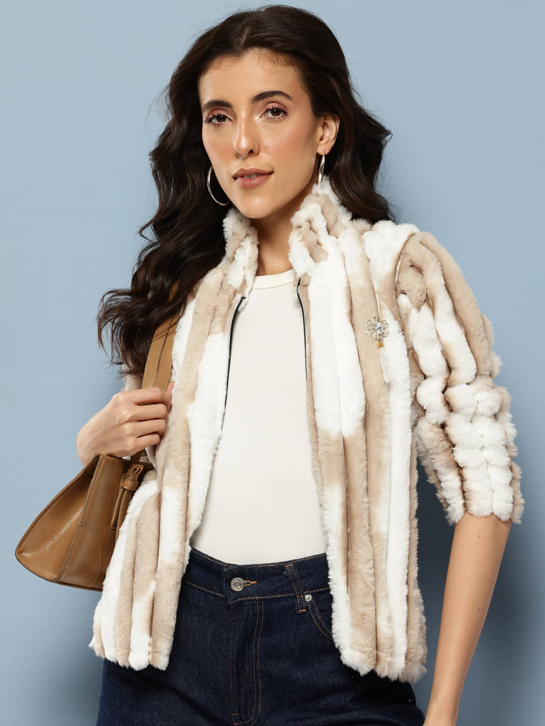     			Aarika - Faux Fur Beige Jackets Pack of 1