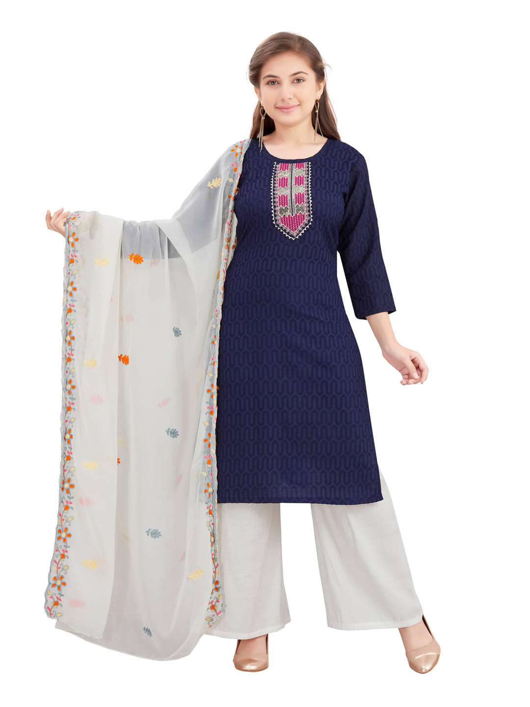     			Aarika Girls Cotton Straight Kurti ( Pack of 1 , Navy )