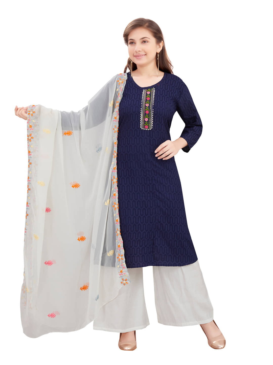     			Aarika Girls Cotton Straight Kurti ( Pack of 1 , Navy )