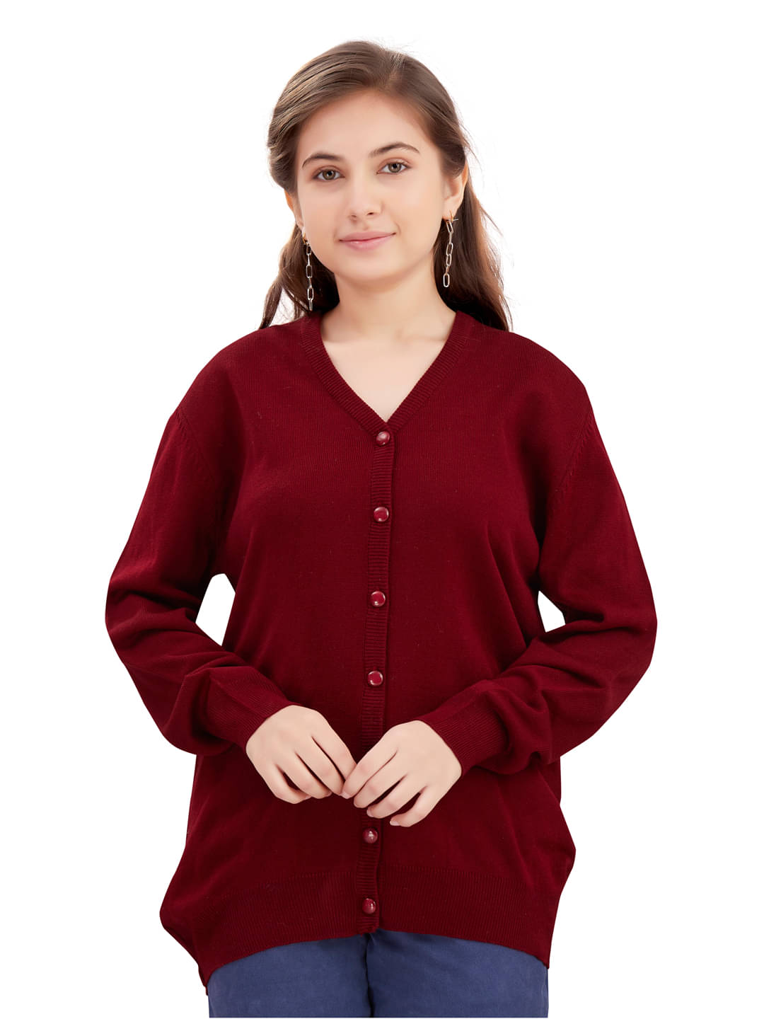     			Aarika Girls Wollen Sweaters ( Pack of 1 , Maroon )