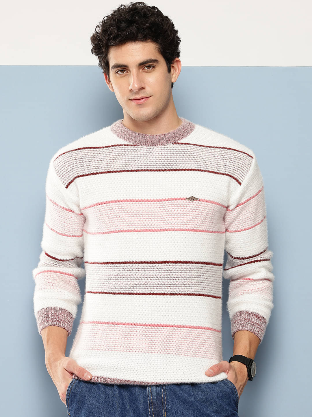     			Aarika Woollen Blend Round Neck Men's Full Sleeves Pullover Sweater - White ( Pack of 1 )