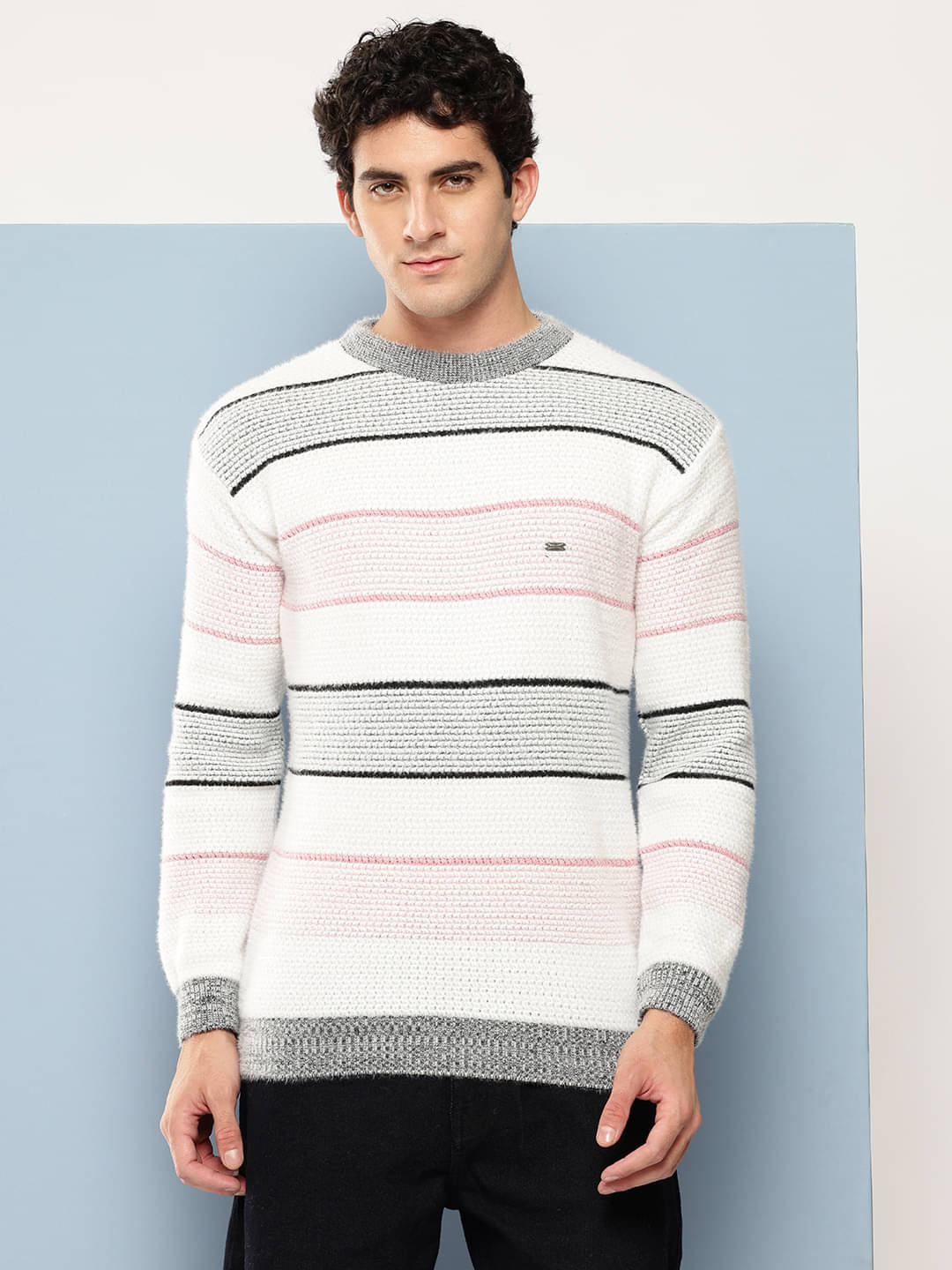    			Aarika Woollen Blend Round Neck Men's Full Sleeves Pullover Sweater - White ( Pack of 1 )