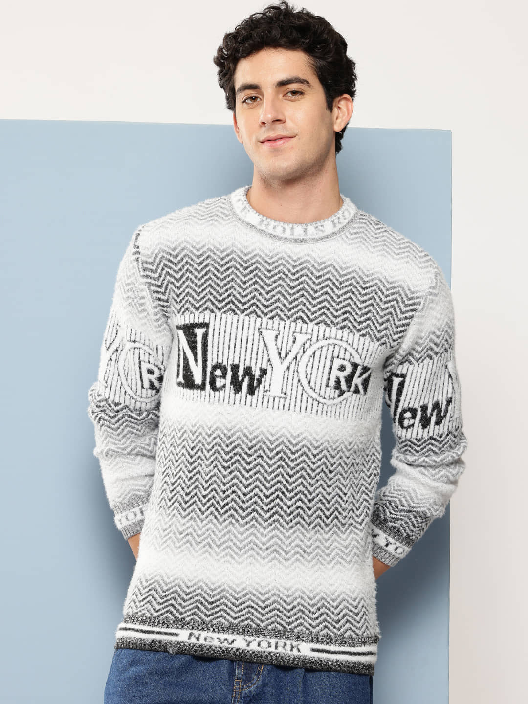 Aarika Woollen Blend Round Neck Men's Full Sleeves Pullover Sweater - Grey ( Pack of 1 )