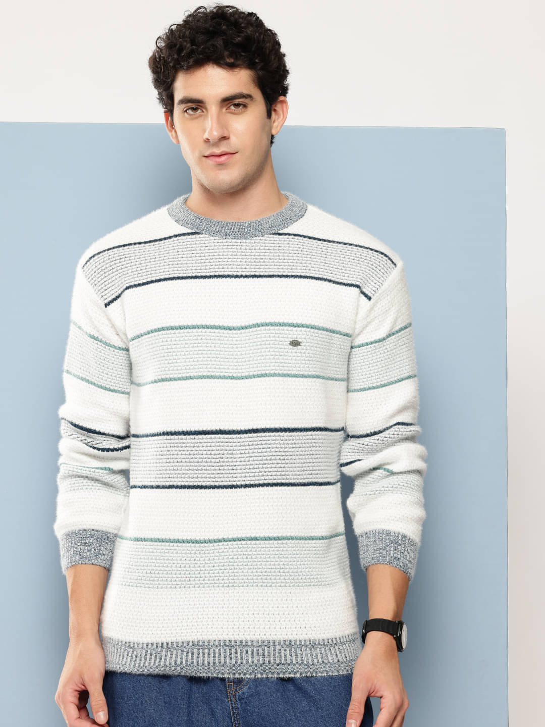     			Aarika Woollen Blend Round Neck Men's Full Sleeves Pullover Sweater - White ( Pack of 1 )