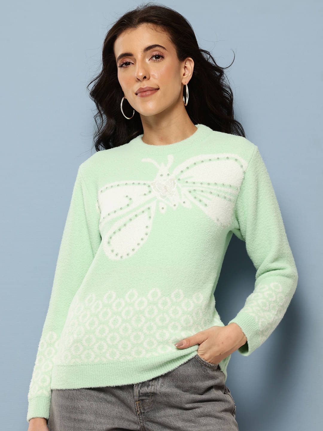     			Aarika Woollen Round Neck Women's Pullovers - Green ( Pack of 1 )