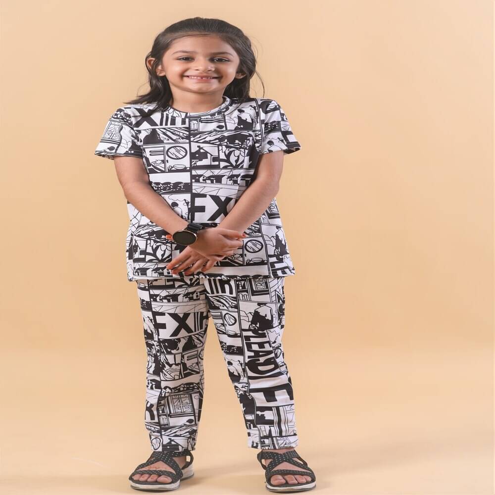     			Alanta Pack of 1 Girls Cotton Blend Nightsuit Set ( Black )