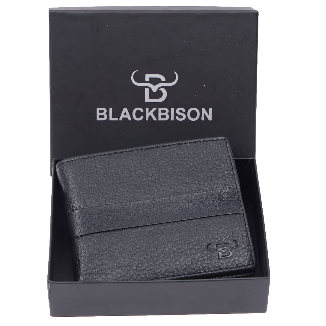 BLACKBISON 100% Leather,Leather Self Design Men's RFID Wallet,Regular Wallet With 6 Slots For Card ( Black , Pack of 1 ) BLACKBISON 100% Leather,Leather Self Design Men's RFID Wallet,Regular Wallet With 6 Slots For Card ( Black , Pack of 1 )