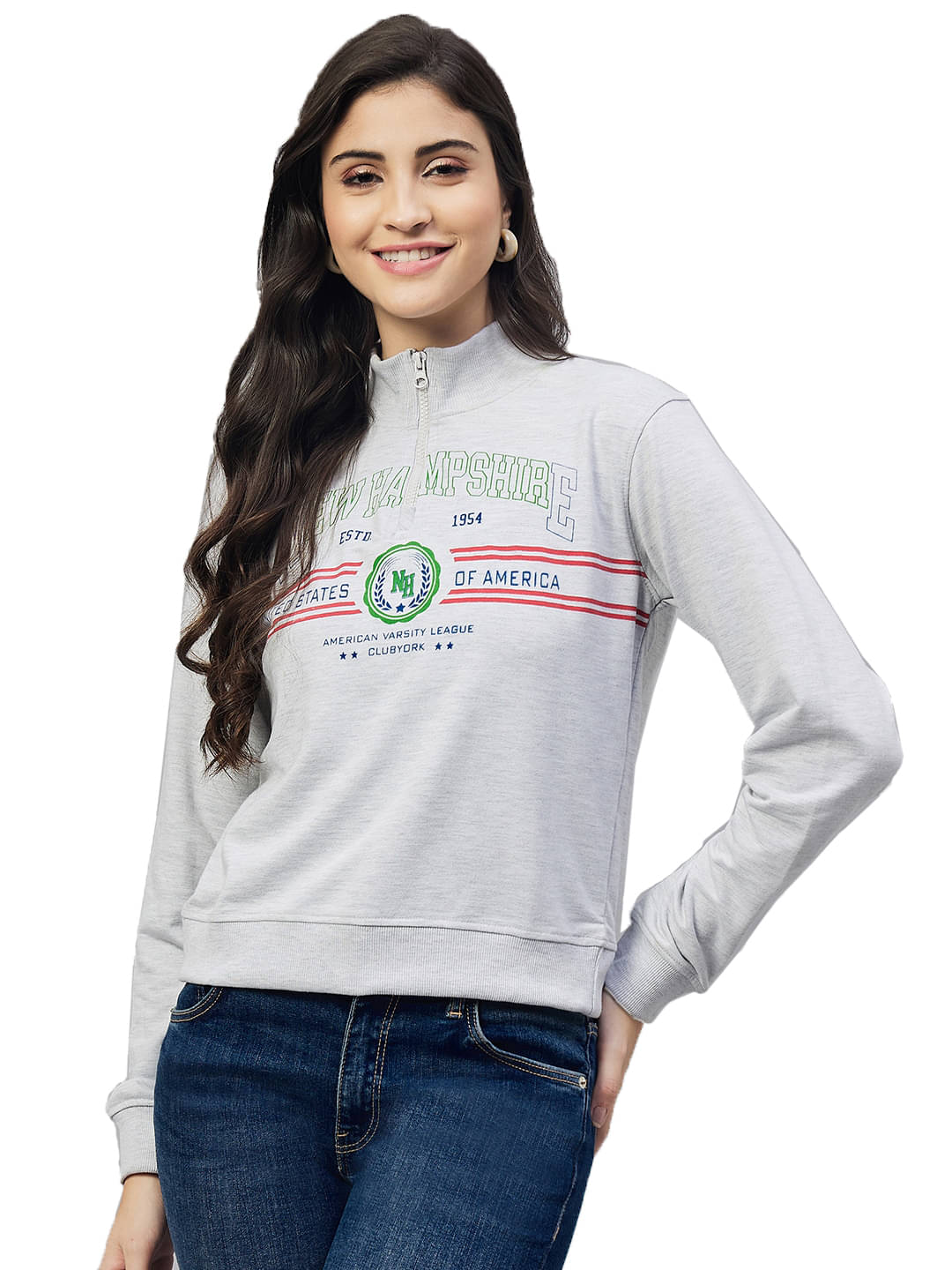     			Club York Women's Fleece Round Neck Sweatshirt ( Grey )