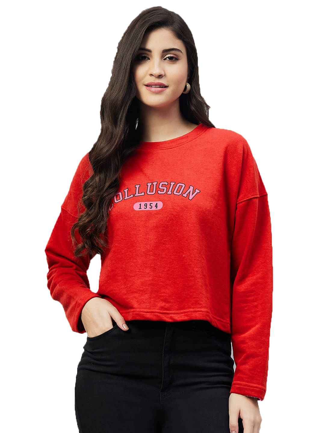     			Club York Women's Fleece Round Neck Sweatshirt ( Red )