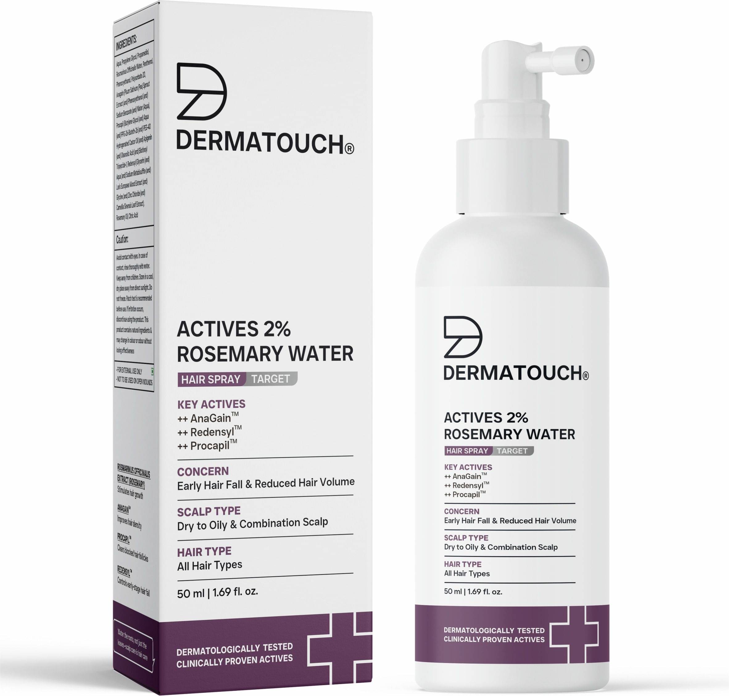 Dermatouch Rosemary Water Spray, 2% Rosemary, Redensyl, Anagain & Procapil Hair Spray Mist , 50ml Dermatouch Rosemary Water Spray, 2% Rosemary, Redensyl, Anagain & Procapil Hair Spray Mist , 50ml