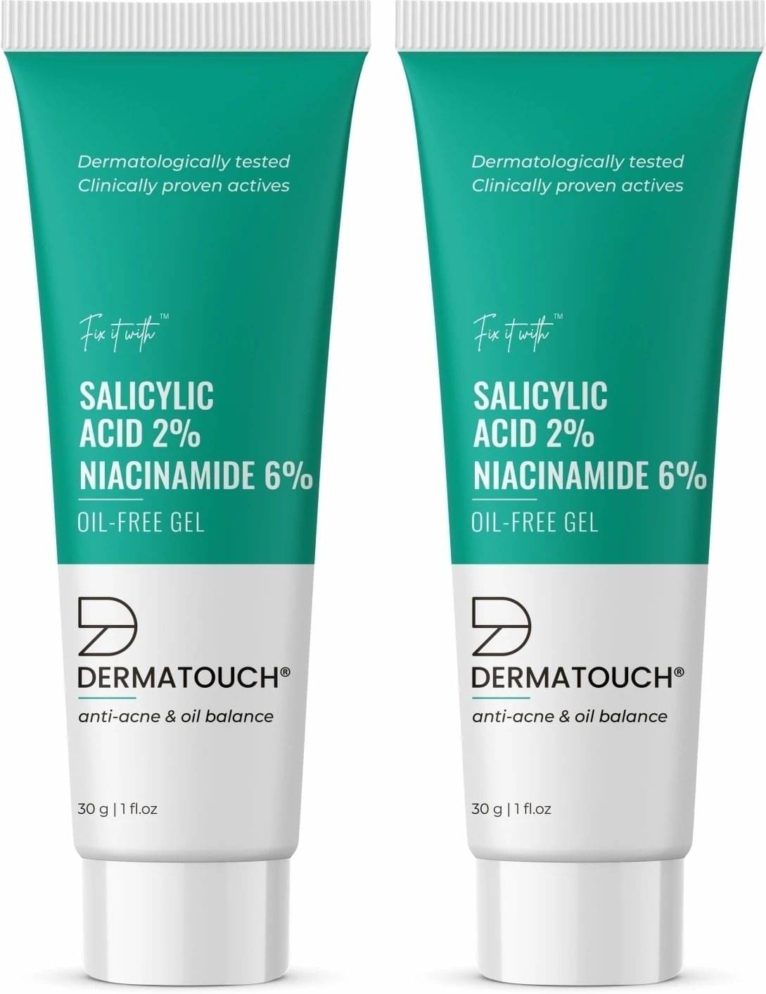     			Dermatouch 2% Salicylic Acid 6% Niacinamide Anti-Acne Oil-Free Gel, 30gm (Pack of 2)