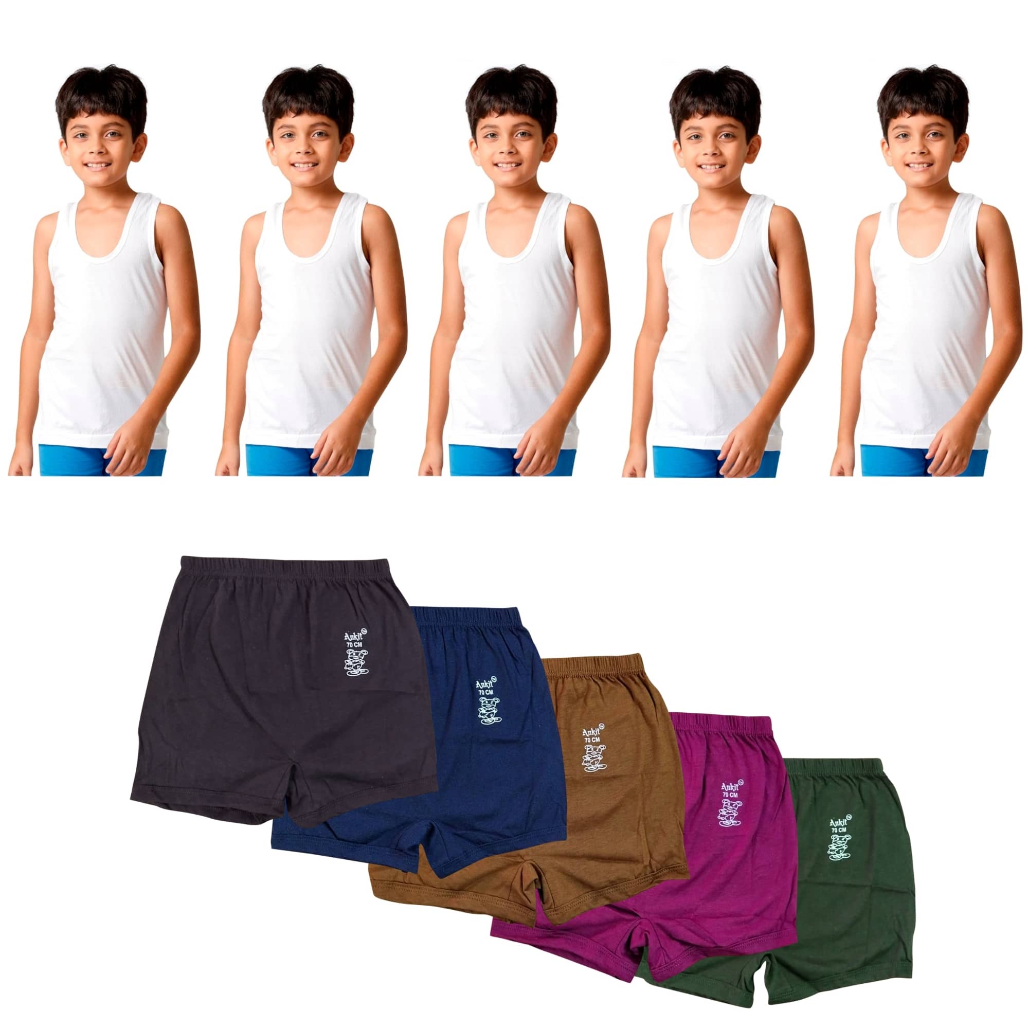 Drako Pack of 10 Boys Cotton Vest ( Multicolor ) - Nightwear & Loungewear | Buy online on ZillyBuy