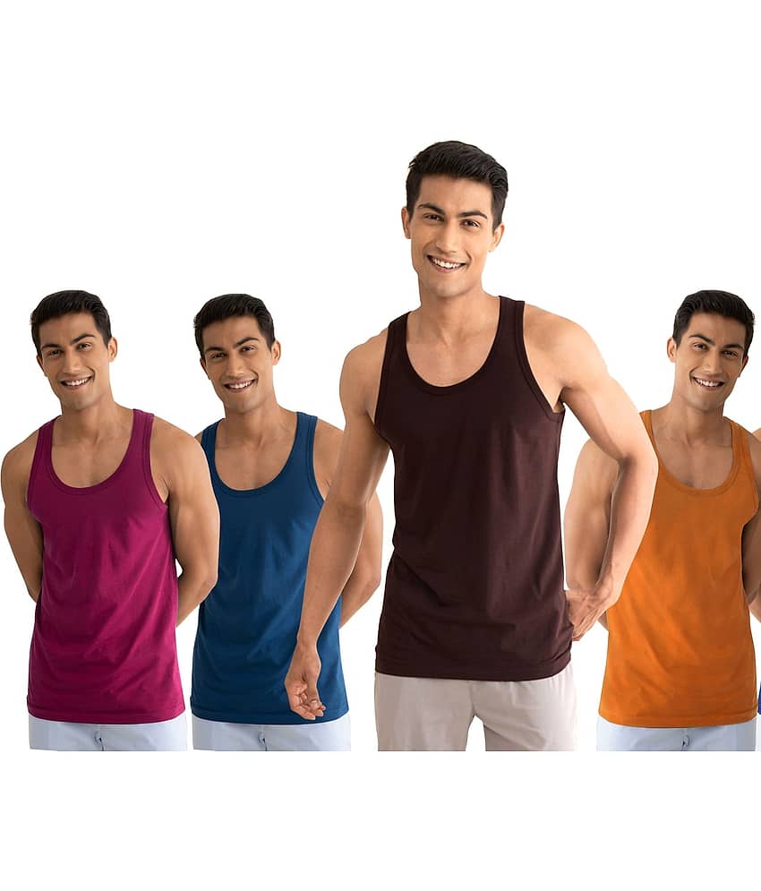 Drako Pack of 4 Cotton Basic Vest For Men ( Multicolor ) - Nightwear & Loungewear | Buy online on ZillyBuy