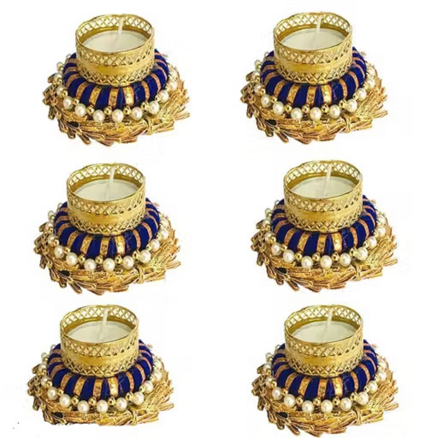     			EPSAA Multicolour Table Top Metal Tea Light Holder - Pack of 6