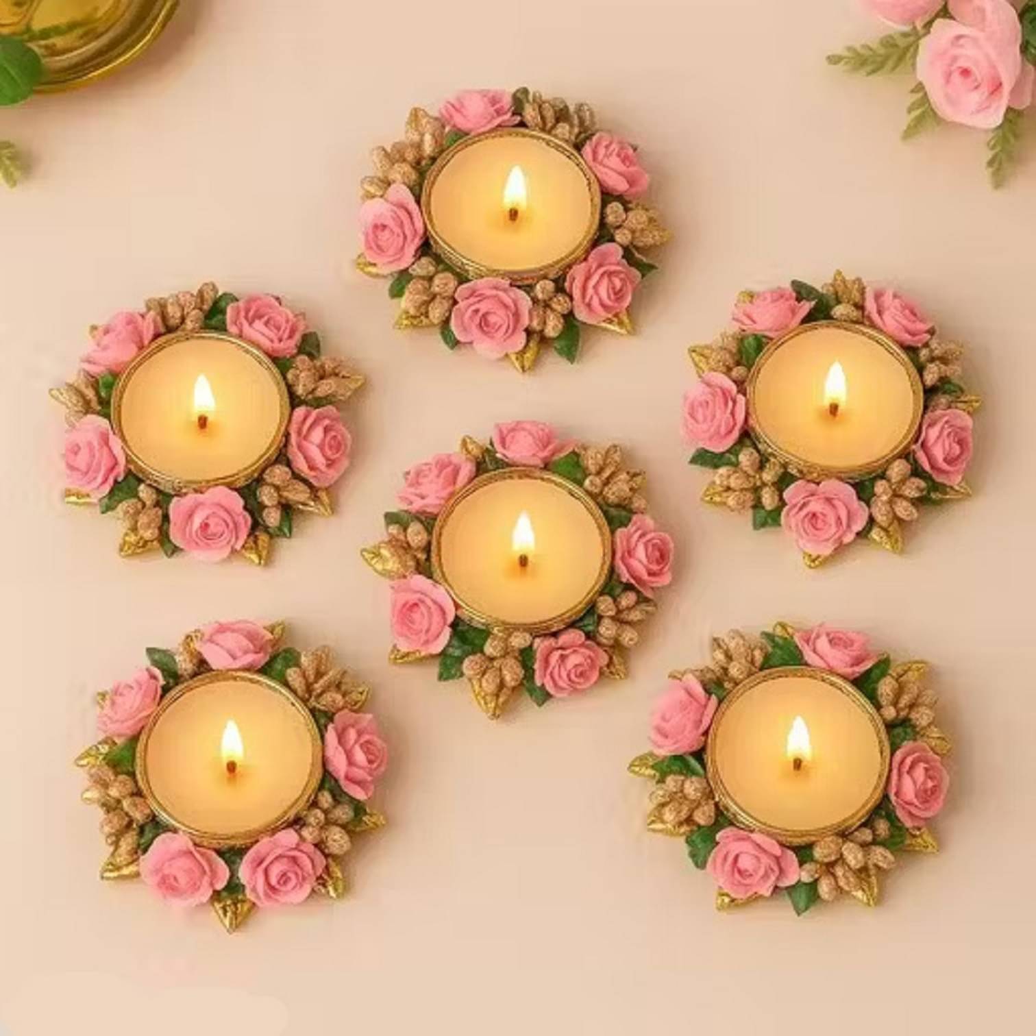     			EPSAA Multicolour Table Top Metal Tea Light Holder - Pack of 6