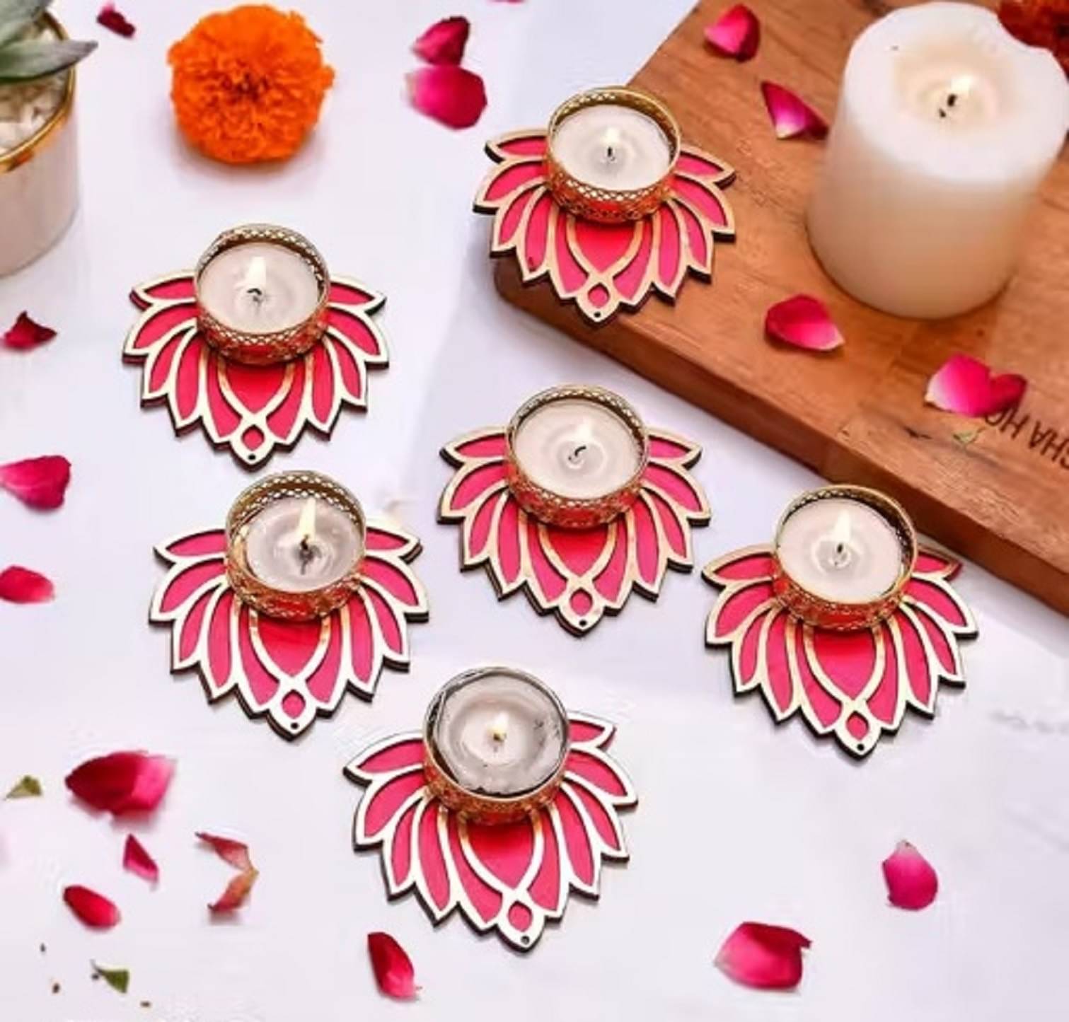     			EPSAA Multicolour Table Top Metal Tea Light Holder - Pack of 6