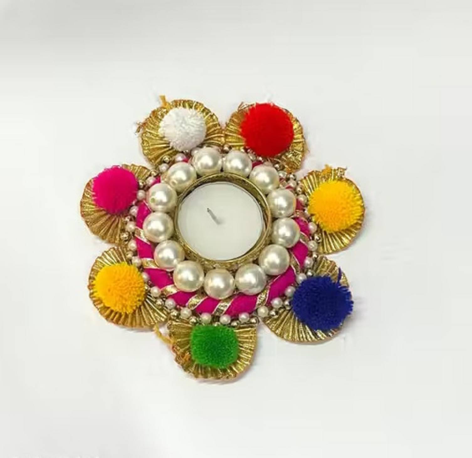     			EPSAA Multicolour Table Top Metal Tea Light Holder - Pack of 4