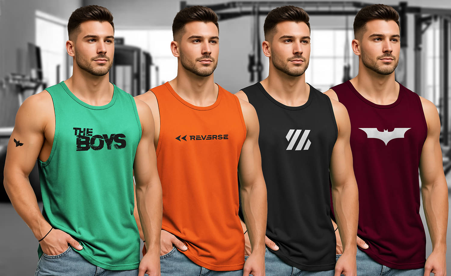     			FUZER Pack of 4 Polyester Tank For Men ( Multicolor2 )