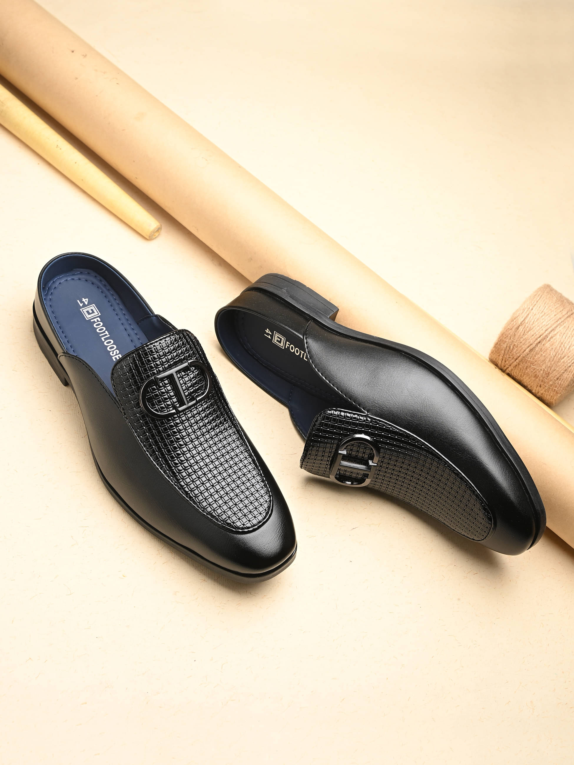     			Footloose Black Men's Slip on Shoes