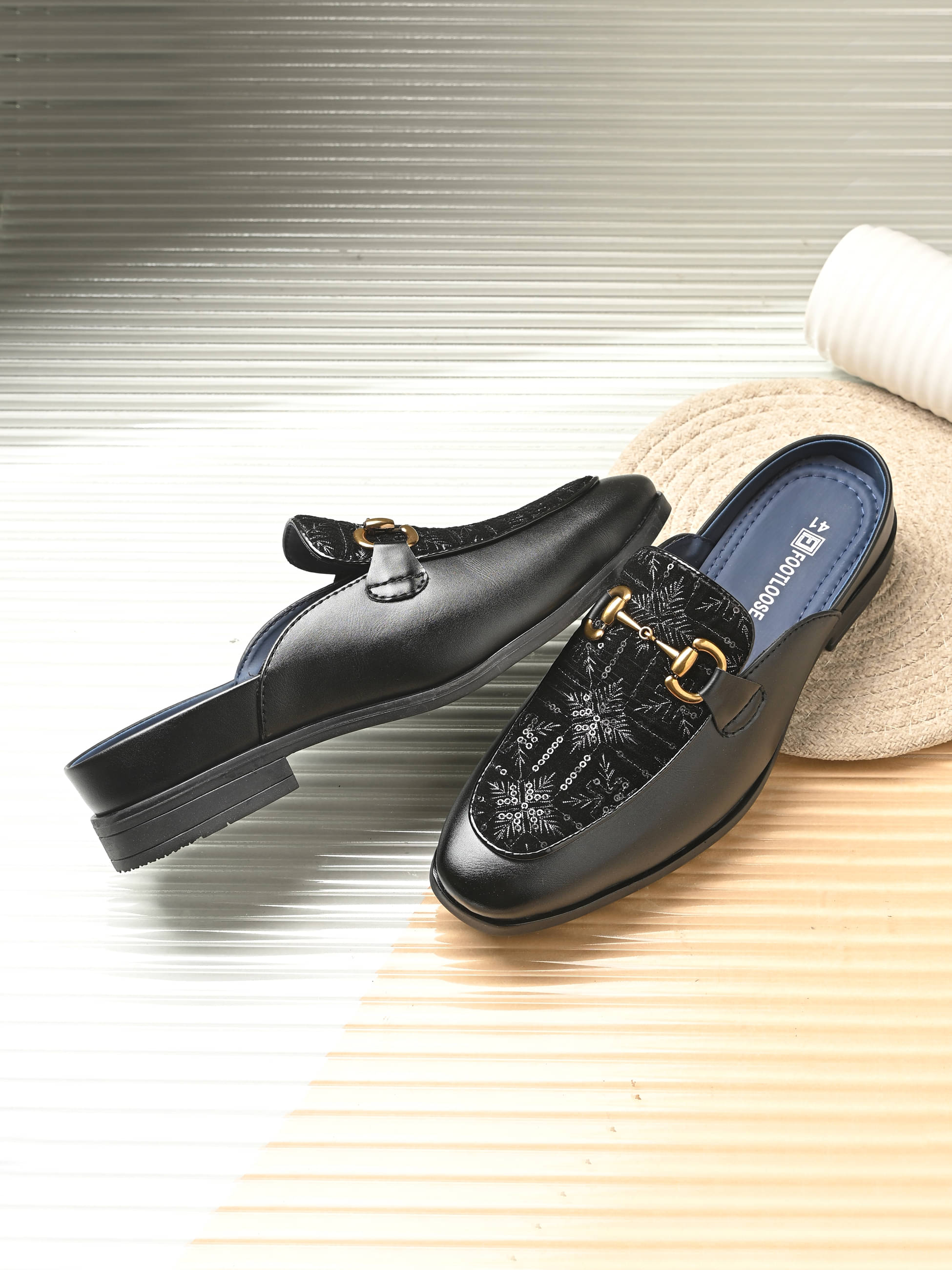     			Footloose Black Men's Slip on Shoes