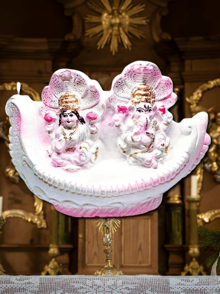     			Foxdean Ceramic Laxmi Ganesh Idol ( 13 cm )
