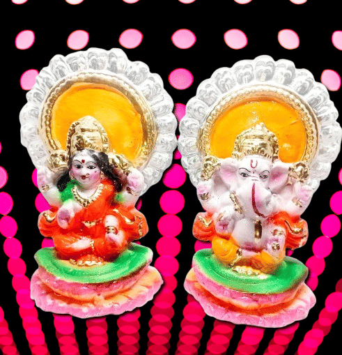     			Foxdean Ceramic Laxmi Ganesh Idol ( 14 cm )