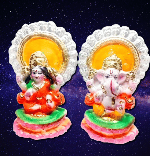     			Foxdean Ceramic Laxmi Ganesh Idol ( 14 cm )