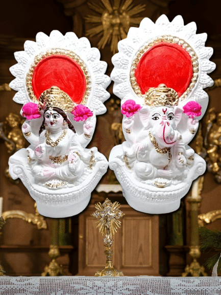     			Foxdean Ceramic Laxmi Ganesh Idol ( 18 cm )