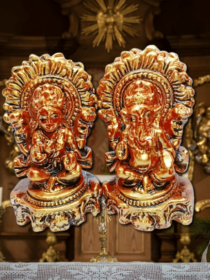     			Foxdean Ceramic Laxmi Ganesh Idol ( 14 cm )