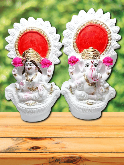     			Foxdean Ceramic Laxmi Ganesh Idol ( 8 cm )