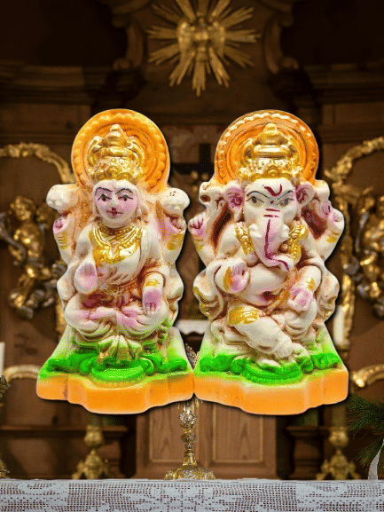     			Foxdean Ceramic Laxmi Ganesh Idol ( 10 cm )