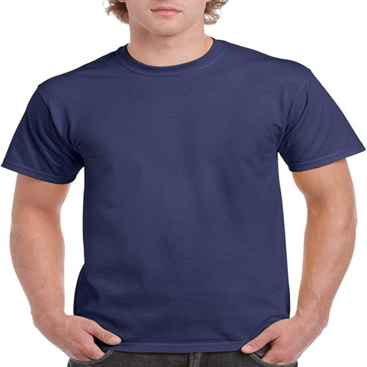 Gildan Men Cotton Regular Fit Solid T-Shirt ( Navy ) Gildan Men Cotton Regular Fit Solid T-Shirt ( Navy )