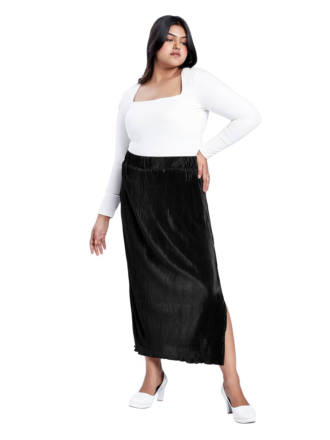 Globus Black Polyester Women's Straight Skirts ( Pack of 1 ) Globus Black Polyester Women's Straight Skirts ( Pack of 1 )