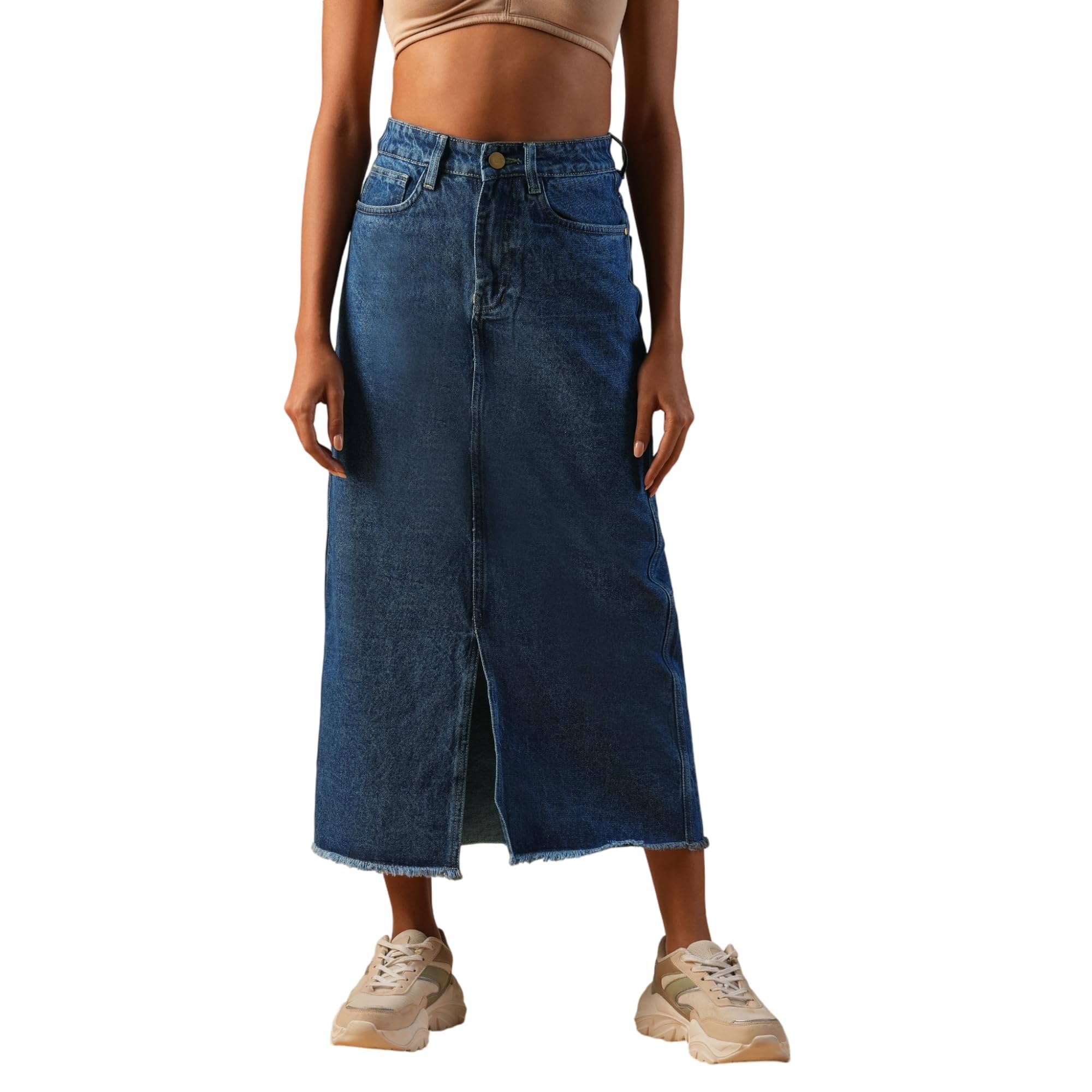     			Globus Blue Cotton Women's A-Line Skirt ( Pack of 1 )