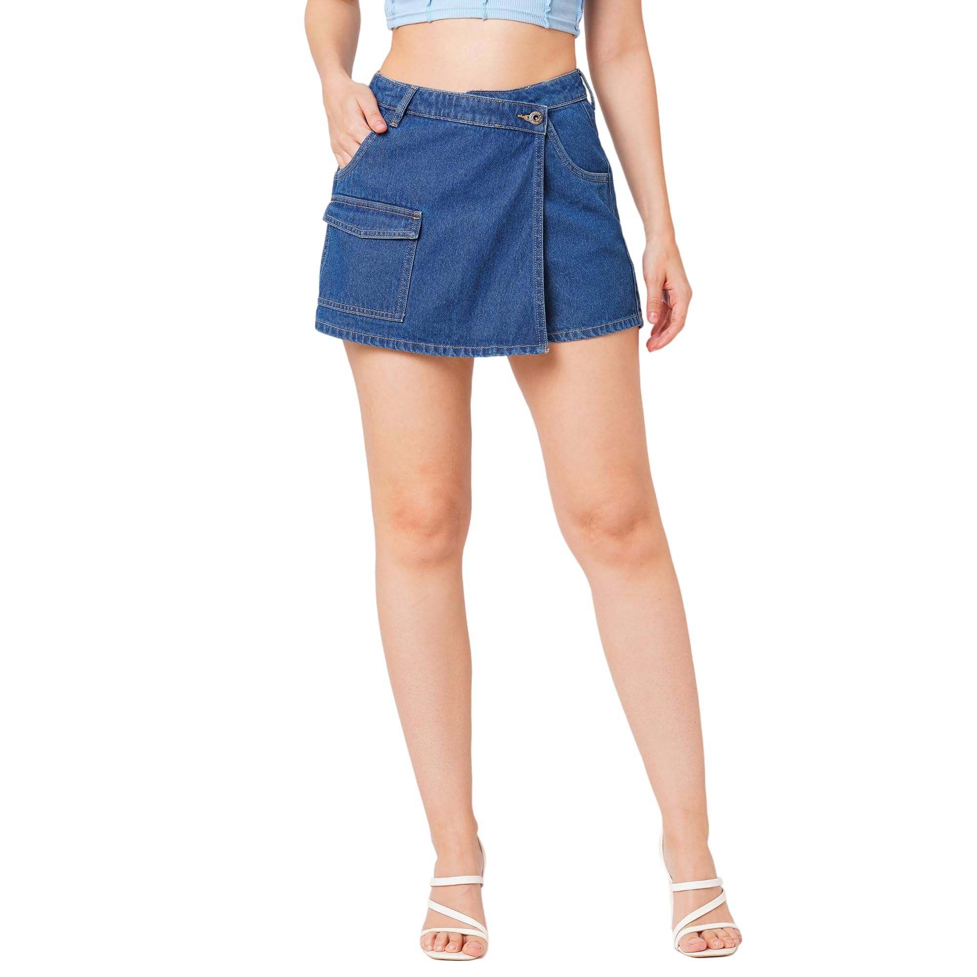 Globus Blue Denim Women's Skorts ( Pack of 1 )     			Globus Blue Denim Women's Skorts ( Pack of 1 )