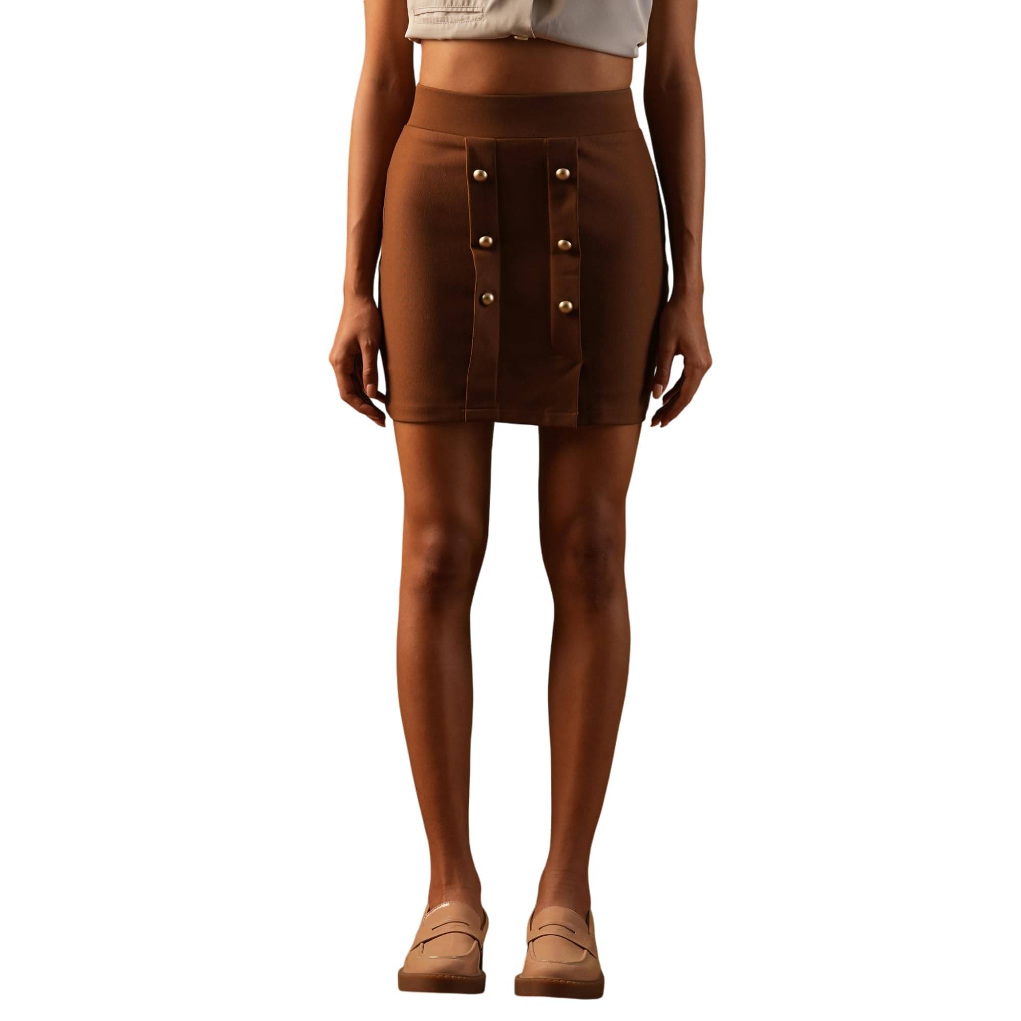     			Globus Camel Polyester Women's Pencil Skirt ( Pack of 1 )