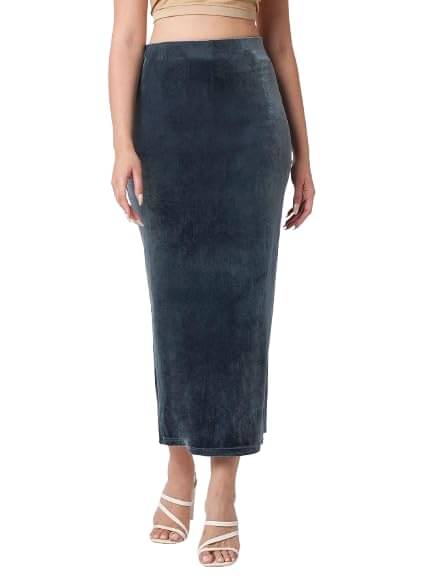 Globus Grey Polyester Women's Pencil Skirt ( Pack of 1 ) Globus Grey Polyester Women's Pencil Skirt ( Pack of 1 )